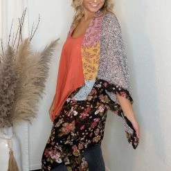 UMGEE Black Floral Kimono Tops 6 UMGEE Black Floral Kimono Tops