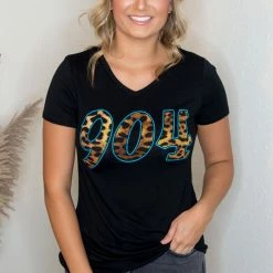 Active Basic Tops 904 Black V Neck Short Sleeve 3 Active Basic Tops 904 Black V Neck Short Sleeve