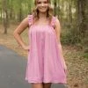 Entro Pink Square Neck Dress