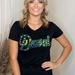 Active Basic Duval Black V Neck Short Sleeve Tops