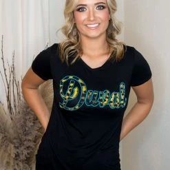 Active Basic Duval Black V Neck Short Sleeve Tops