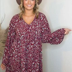 UMGEE Wine Animal Print Dress Dresses 8 UMGEE Wine Animal Print Dress Dresses