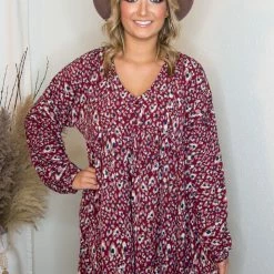 UMGEE Wine Animal Print Dress Dresses 9 UMGEE Wine Animal Print Dress Dresses