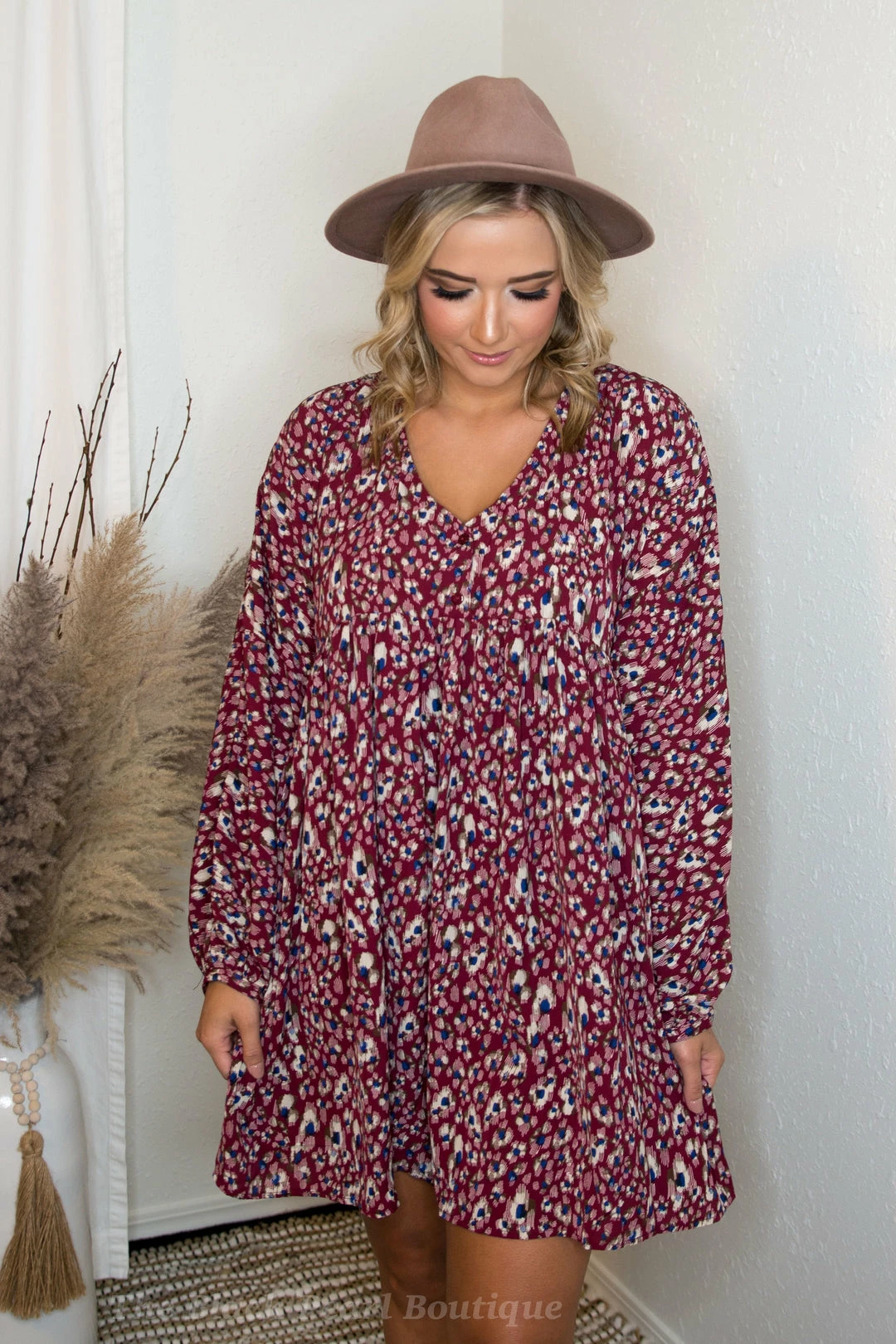 UMGEE Wine Animal Print Dress Dresses 5 UMGEE Wine Animal Print Dress Dresses