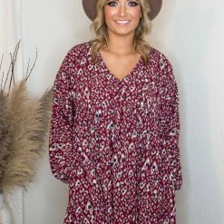 UMGEE Wine Animal Print Dress Dresses