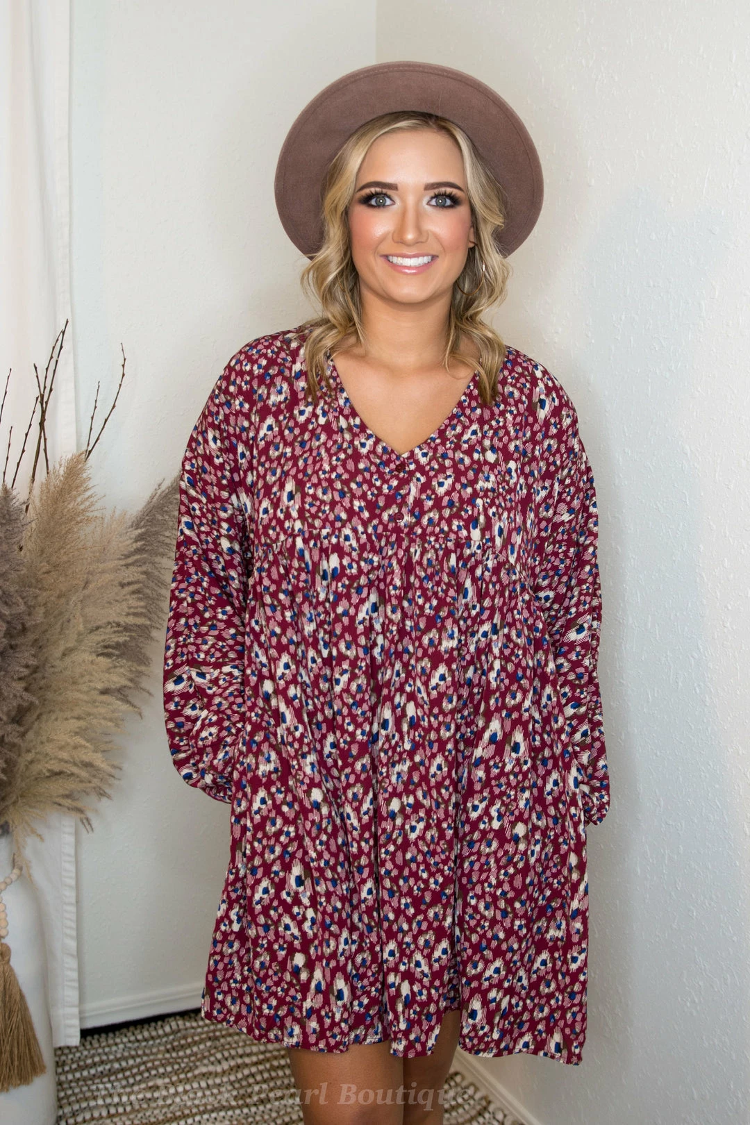 UMGEE Wine Animal Print Dress Dresses 2 UMGEE Wine Animal Print Dress Dresses