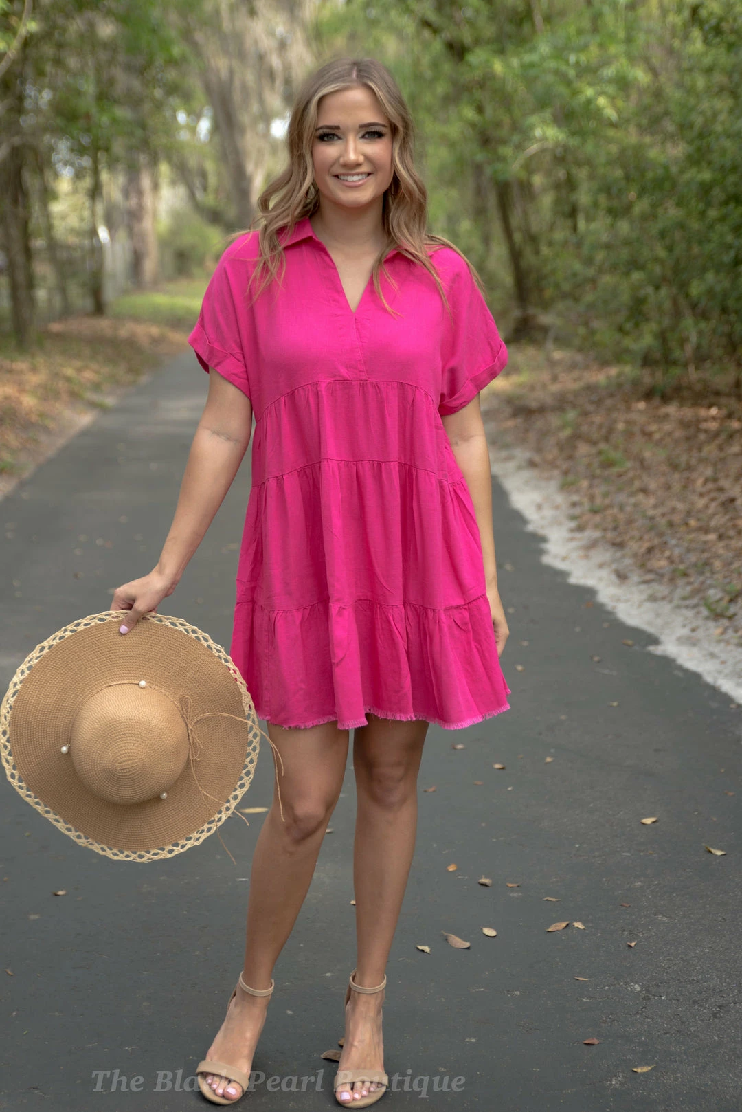 UMGEE Hot Pink V Neck Dress New Arrivals 1 UMGEE Hot Pink V Neck Dress New Arrivals