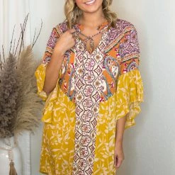 UMGEE Dresses Mixed Print Bell Sleeve Dress 6 UMGEE Dresses Mixed Print Bell Sleeve Dress