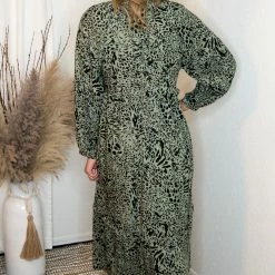 UMGEE Dresses Olive Animal Print Maxi