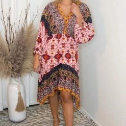 UMGEE Dresses Multi Print High/Low Dress