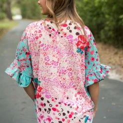 UMGEE New Arrivals Floral/Animal Print V Neck Top 8 UMGEE New Arrivals Floral/Animal Print V Neck Top