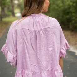 UMGEE Final Sale Lavender Linen V Neck Top 8 UMGEE Final Sale Lavender Linen V Neck Top