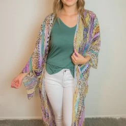 Gigio Lavender Animal Print Kimono