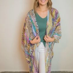 Gigio Lavender Animal Print Kimono