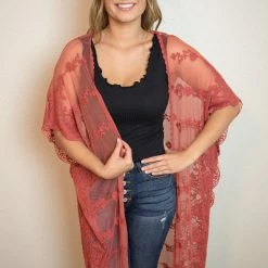 Hyfve Clay Lace Kimono Tops