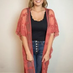 Hyfve Clay Lace Kimono Tops