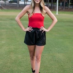 Yahada Game Day! Black Pleather Short W/Belt