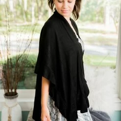 LLove Black Ruffled Poncho Cardigan Final Sale