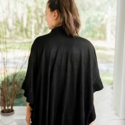 LLove Black Ruffled Poncho Cardigan Final Sale