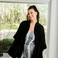 LLove Black Ruffled Poncho Cardigan Final Sale