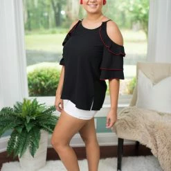 UMGEE Black Cold Shoulder Top 6 UMGEE Black Cold Shoulder Top