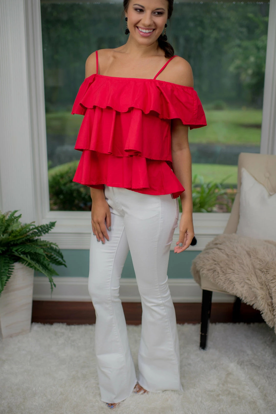 Rethem Game Day! Red Ruffle Top 3 Rethem Game Day! Red Ruffle Top