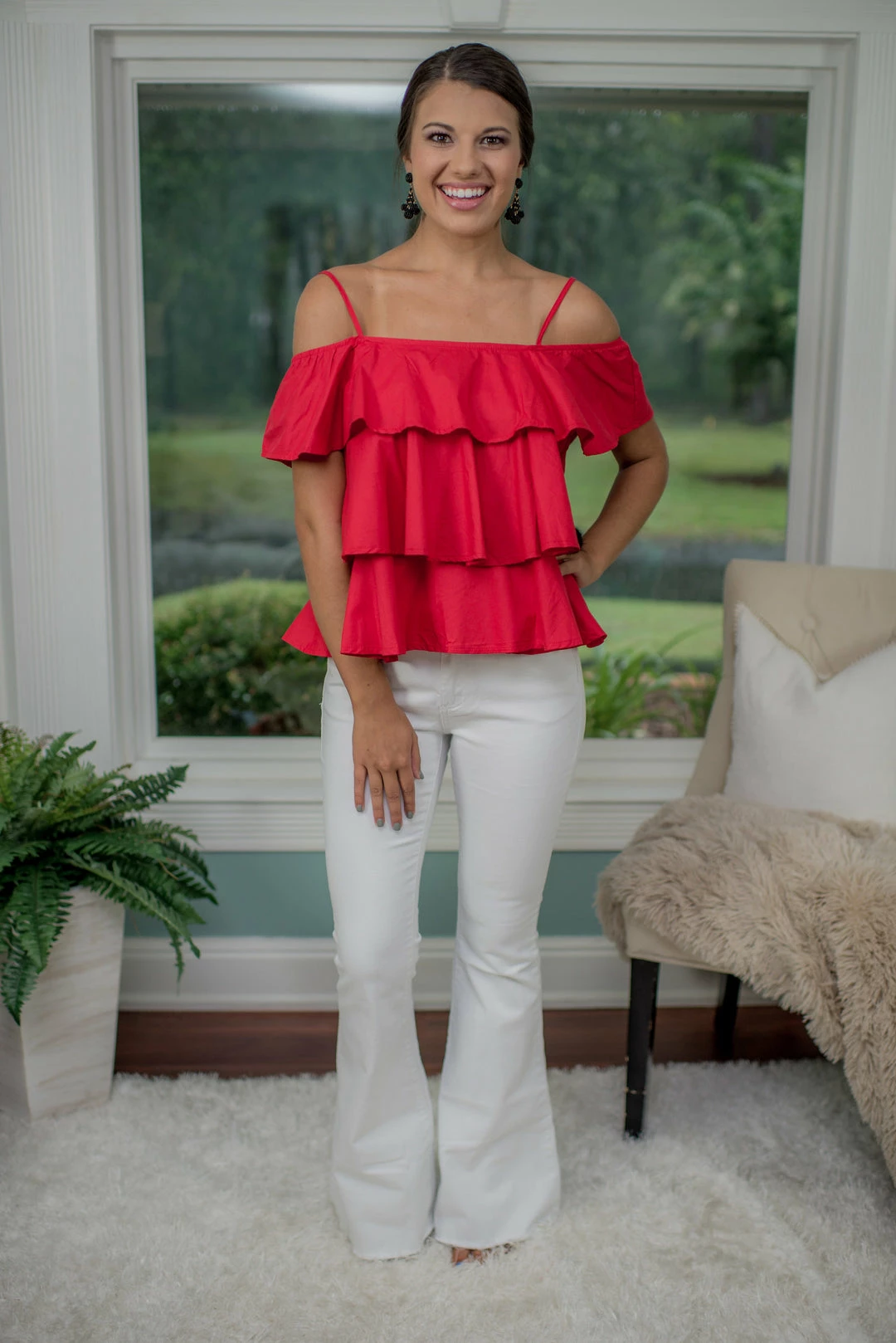 Rethem Game Day! Red Ruffle Top 1 Rethem Game Day! Red Ruffle Top