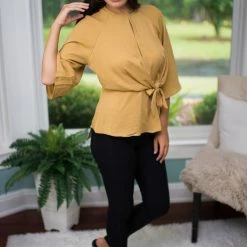 Glam Mustard Tie Top
