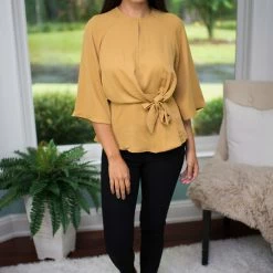 Glam Mustard Tie Top
