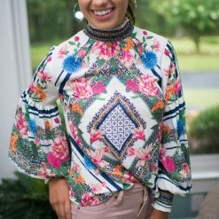 Flying Tomato Final Sale Ivory Floral Print Top