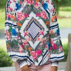 Flying Tomato Final Sale Ivory Floral Print Top