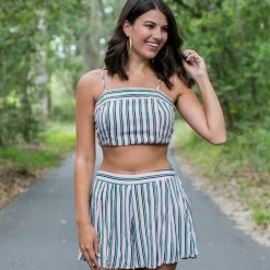 Hyfve Pink/Green/Black Striped 2 Piece Set Final Sale