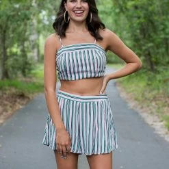 Hyfve Pink/Green/Black Striped 2 Piece Set Final Sale