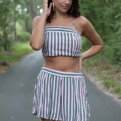 Hyfve Pink/Green/Black Striped 2 Piece Set Final Sale