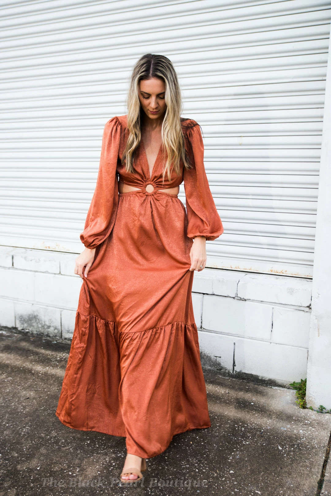 Peach Love Rust Satin Maxi 4 Peach Love Rust Satin Maxi