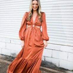 Peach Love Rust Satin Maxi 9 Peach Love Rust Satin Maxi