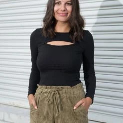 Glam Olive Corduroy Shorts