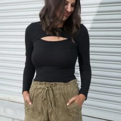 Glam Olive Corduroy Shorts