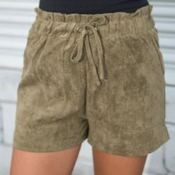 Glam Olive Corduroy Shorts