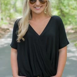 Hyfve Black Surplice Front Top