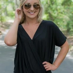 Hyfve Black Surplice Front Top