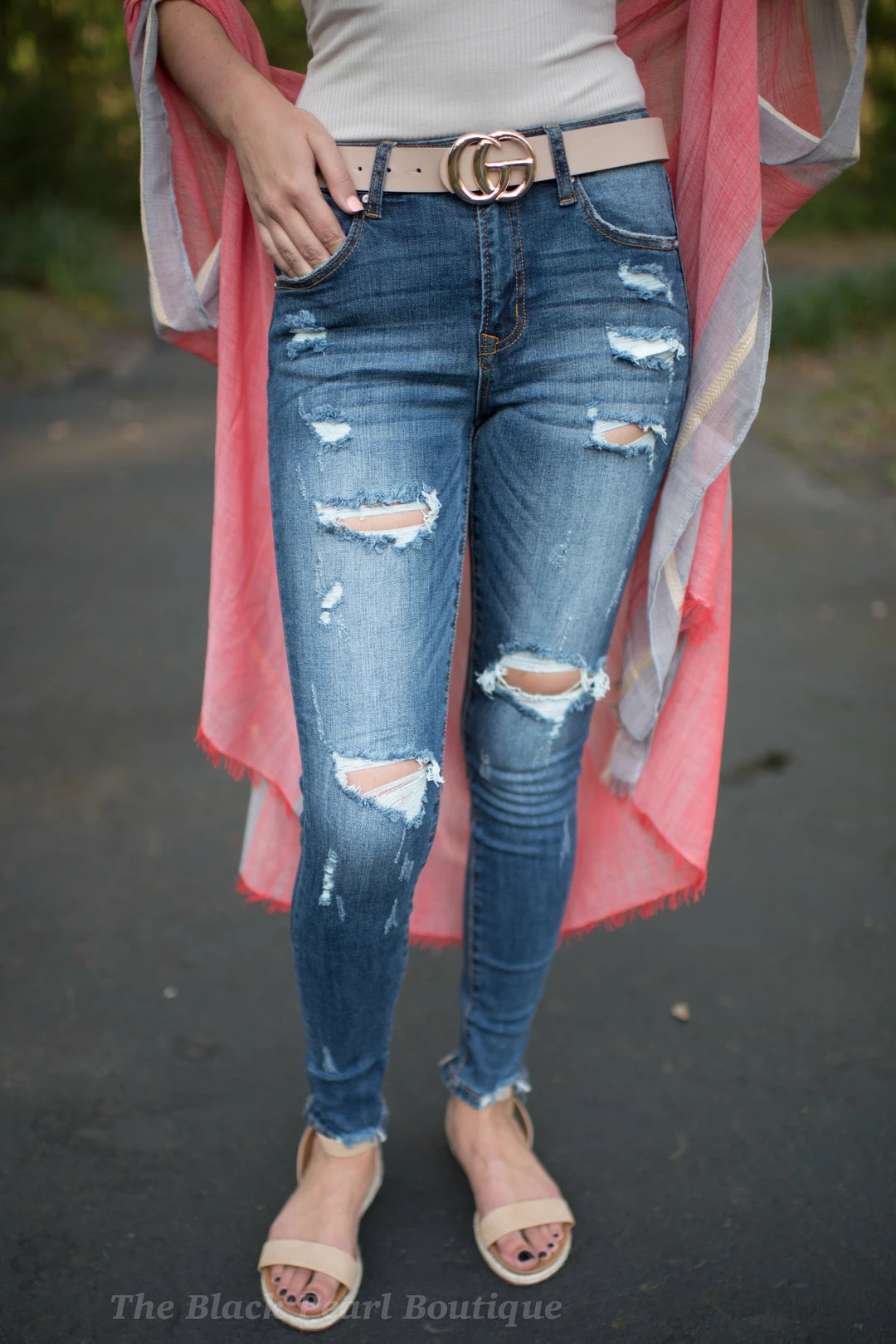 Cest Toi Dark Wash Distressed Skinny Jeans 7 Cest Toi Dark Wash Distressed Skinny Jeans