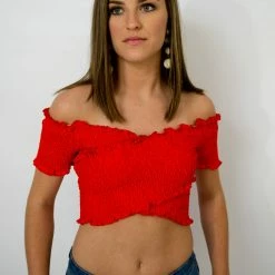 She And Sky Red Crop Top
