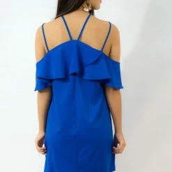 After Market Royal Blue Ruffle Cold Shoulder Dress Game Day! 5 After Market Royal Blue Ruffle Cold Shoulder Dress Game Day!