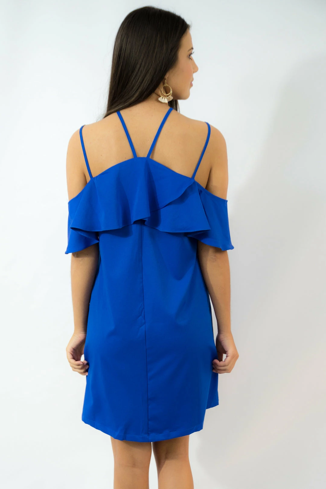 After Market Royal Blue Ruffle Cold Shoulder Dress Game Day! 3 After Market Royal Blue Ruffle Cold Shoulder Dress Game Day!