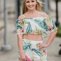 Hyfve Floral Crop Top (Top Of 2 Piece Set) Final Sale