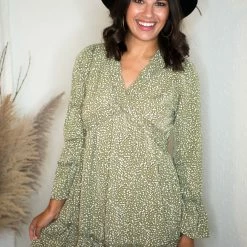 Very J Olive V Neck Dress