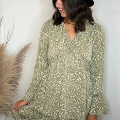 Very J Olive V Neck Dress