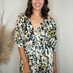 Glam Olive Ballon Sleeve Dress Dresses