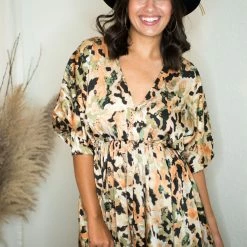 Glam Dresses Apricot Balloon Sleeve Dress